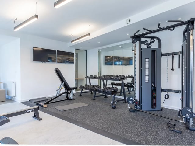 Weight bench dumbbells cable machine gym at Pavilion Point in Brighton Student Accommodation