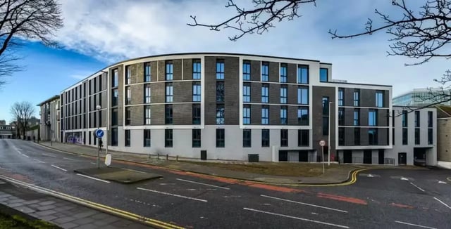 Modern building with many windows exterior at Abeleven in Aberdeen Student Accommodation