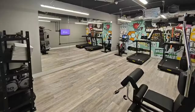 Treadmills exercise bikes weights gym at Abeleven in Aberdeen Student Accommodation