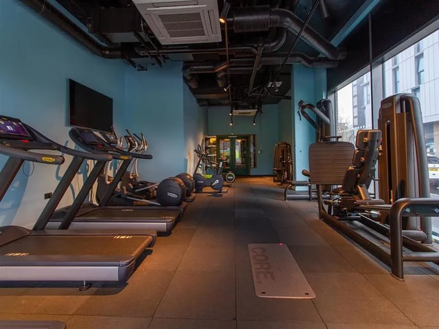 Treadmills ellipticals and weight machines gym at Calico in Liverpool Student Accommodation