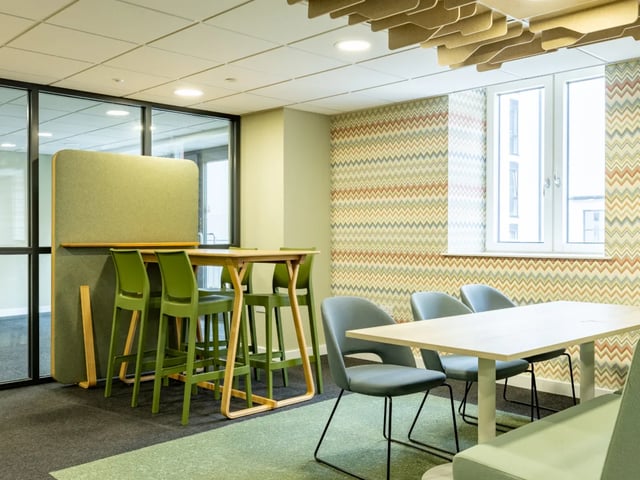 Tables chairs and partition common area at Radford Mill in Nottingham Student Accommodation