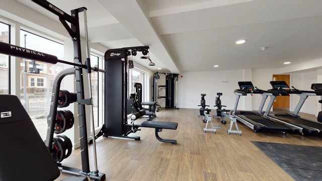 Weight machine treadmills rowers gym at One London Road in Newcastle Under Lyme Student Accommodation