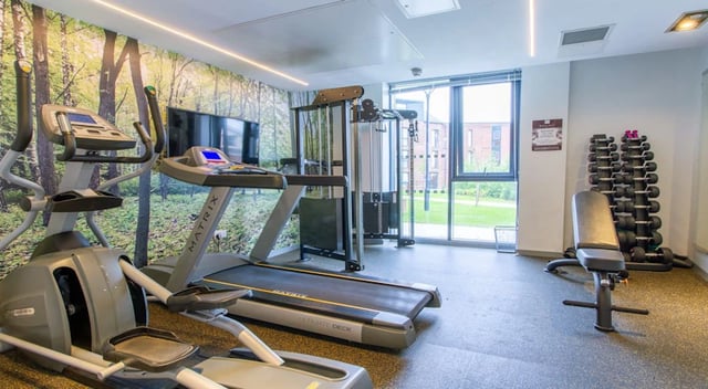 Treadmill elliptical weight rack bench gym at Duresme Court in Durham Student Accommodation