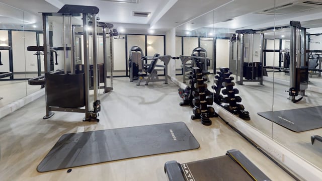 Weight rack machines yoga mat treadmill gym at 33 Parkside in Coventry Student Accommodation