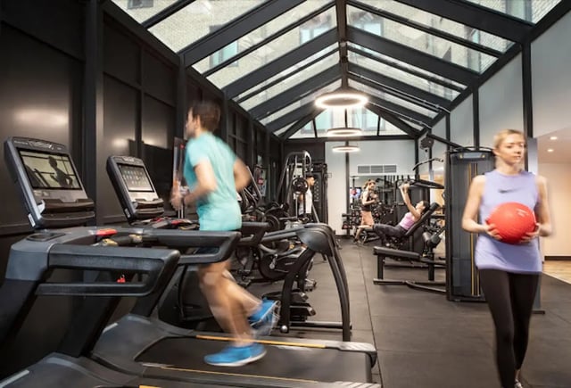 Treadmills weights people exercising gym gym at Reynard House in Leicester Student Accommodation