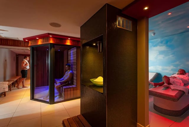 Sauna benches and resting beds spa area at Study Inn Loughborough - Lemyngton Street in Loughborough Student Accommodation