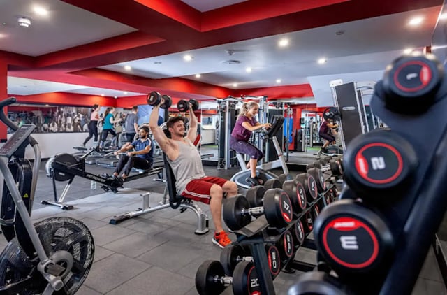 Weight rack people using equipment fitness gym at Study Inn Loughborough - Lemyngton Street in Loughborough Student Accommodation
