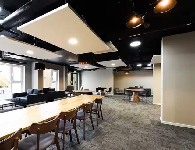 Communal dining table and seating area. at Pittodrie Street in Aberdeen Student Accommodation