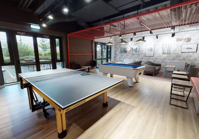 Ping pong and pool tables lounge area at iQ Collingwood in Newcastle Upon Tyne Student Accommodation