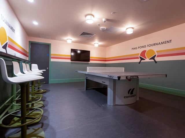 Ping pong table and bar stools playing area at Crown Place - Nottingham in Nottingham Student Accommodation