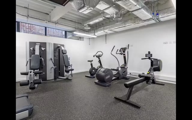 Gym equipment includes multi-station machine cardio machines gym area at Medici in Nottingham Student Accommodation