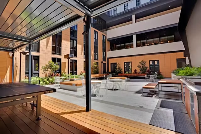Ping pong table and seating area exterior at Scape at University of Sydney in Sydney Student Accommodation