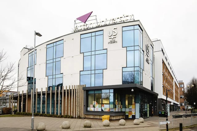 Modern building with large windows exterior at Harriet Martineau in Birmingham Student Accommodation