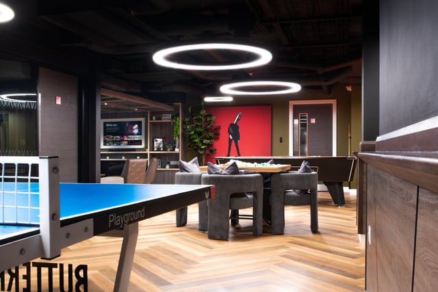 Ping pong table chairs pool table playing area at Vita Student Richmond House in Southampton Student Accommodation