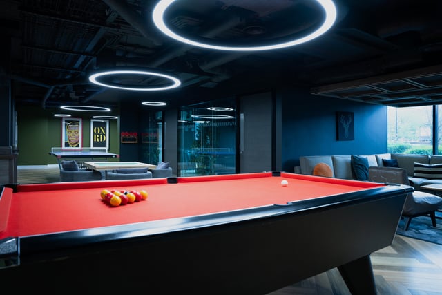 Pool table ping pong table lounge seating communal area at Vita Student Richmond House in Southampton Student Accommodation