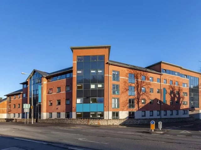 Modern brick student accommodation building exterior exterior at Llys Y Deon in Bangor Student Accommodation