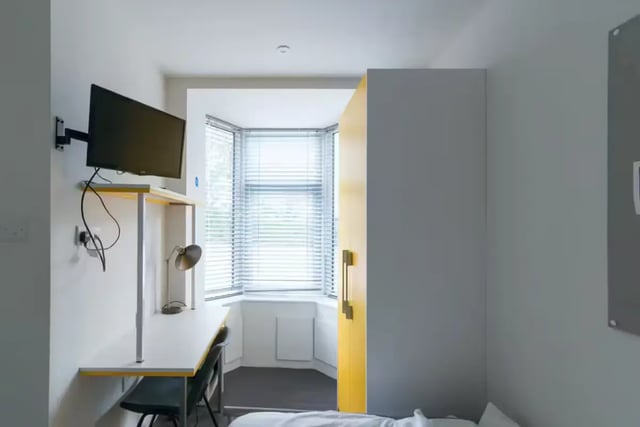 Desk television and chair bedroom at 231 Leek Road in Stoke-On-Trent Student Accommodation