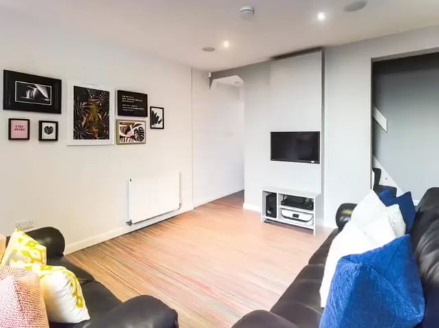 Sofa artwork TV radiator living room at 15 Carlton Road in Stoke-On-Trent Student Accommodation