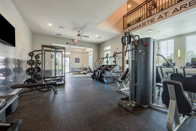 Weight machines treadmills and rowing machines gym at Arba in San Marcos Student Accommodation