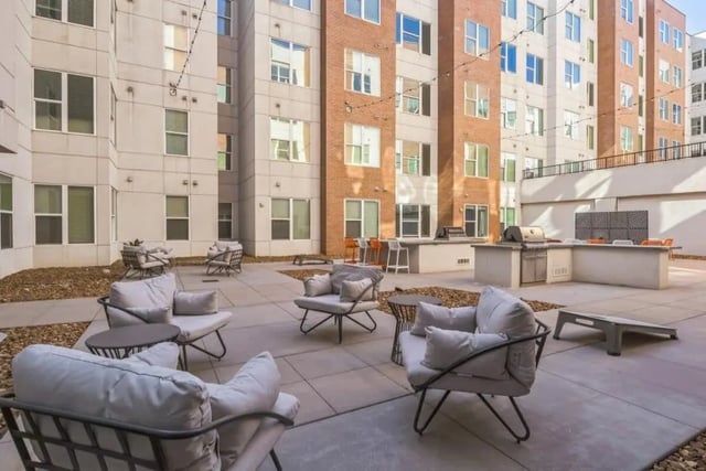 Outdoor seating grills and tables patio area at Nova Knoxville in Knoxville Student Accommodation