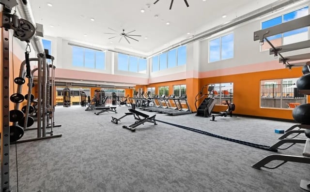 Gym equipment treadmills benches and ropes fitness center at Nova Knoxville in Knoxville Student Accommodation