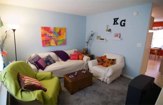 Sofa armchair coffee table and painting living room at Red Wolf Crossing in Raleigh Student Accommodation