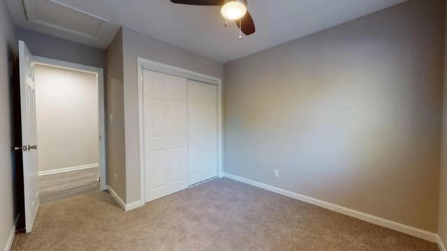 Closet open doorway fan bedroom at 3116 Hillsborough in Raleigh Student Accommodation