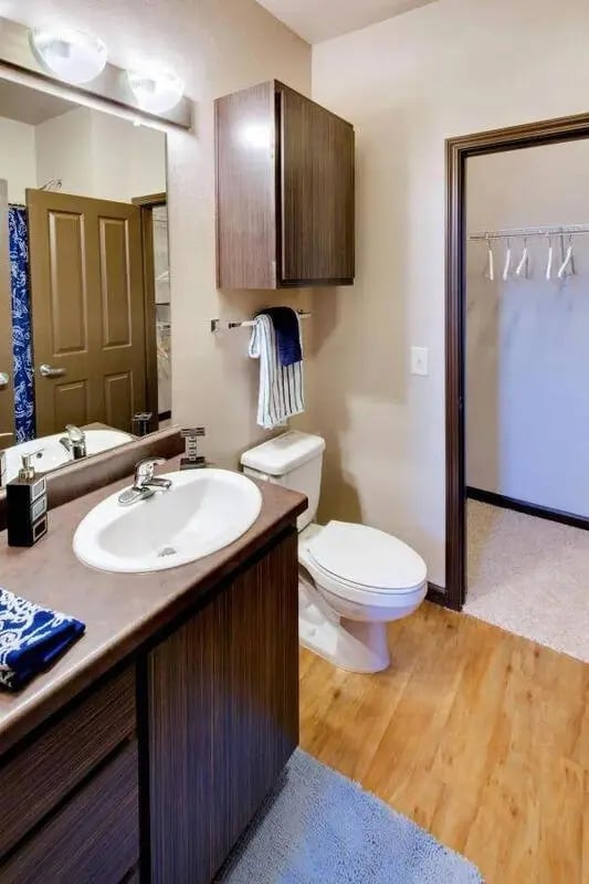 Sink toilet cabinet and vanity Image Type Bathroom at Block 43 in Greensboro Student Accommodation