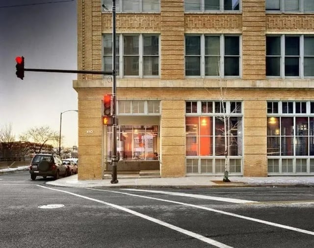 Brick building with large windows exterior at The Letterman Chicago in Chicago Student Accommodation