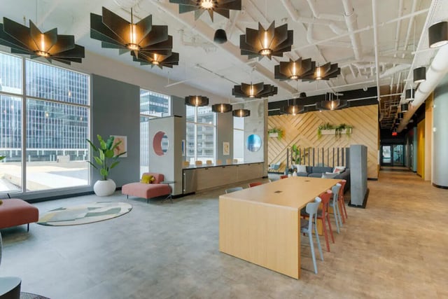 Large communal table with chairs communal area at The Connector in Atlanta Student Accommodation