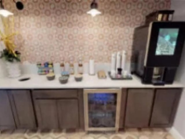 Coffee station with vending machine and mini-fridge communal area at Luxe Belle in Columbus Student Accommodation