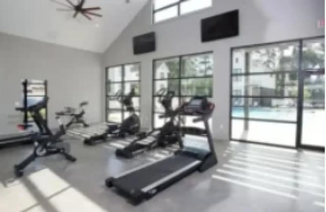 Treadmills elliptical bikes gym equipment playing area at The District at Clemson in Clemson Student Accommodation