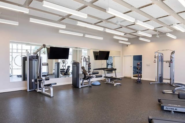 Gym equipment treadmills weights and benches gym at 200 Edgewood in Atlanta Student Accommodation