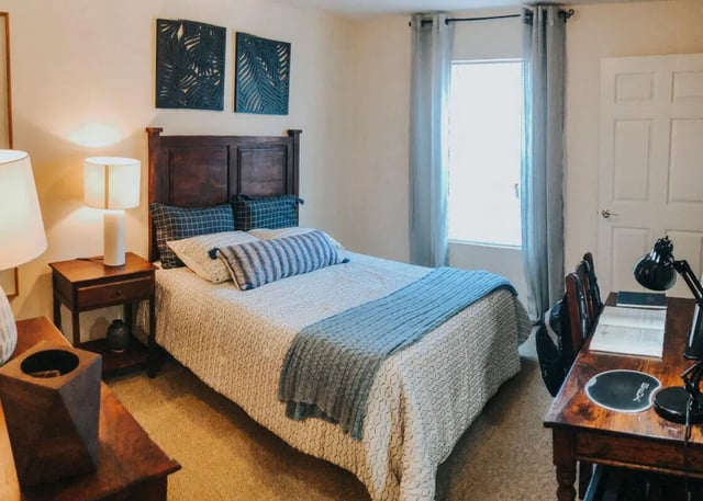 Bedroom with bed side tables and desk Bedroom at The Verge at Las Cruces in Las Cruces Student Accommodation