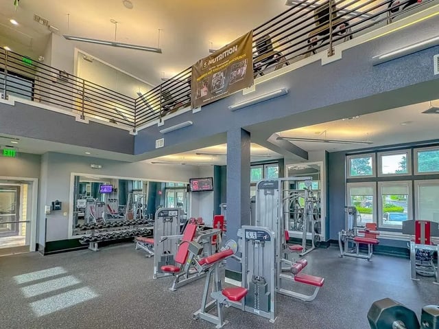 Gym equipment and weights fitness area at NXNW in Tallahassee Student Accommodation