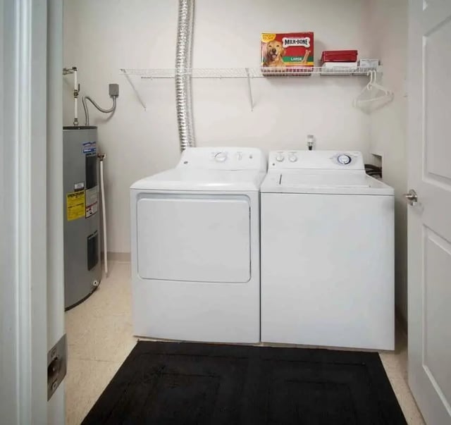 Washer dryer water heater shelf laundry room at Quarry Trail in Knoxville Student Accommodation