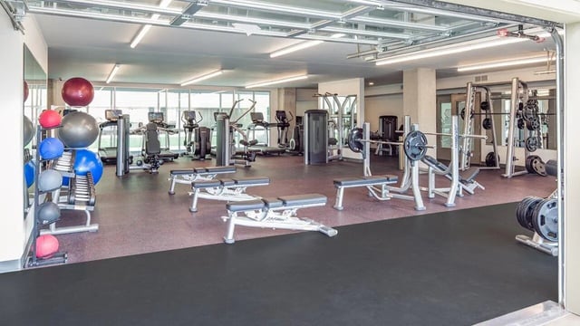 Treadmills weight machines and benches Gym at Latitude Lincoln in Lincoln Student Accommodation