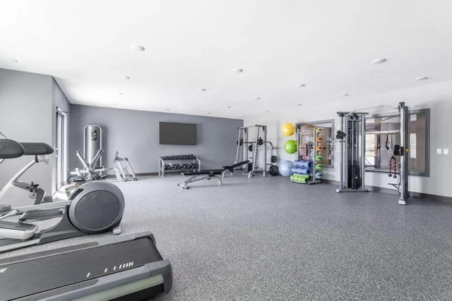 Treadmill elliptical weights gym equipment fitness center at Bridge at Cameron in Austin Student Accommodation
