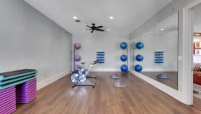 Exercise bike step benches medicine balls gym at The Cottages at Lake Tamaha in Tuscaloosa Student Accommodation