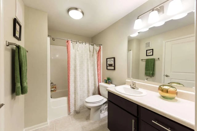 Toilet shower vanity with sink bathroom at Harris Branch Senior in Austin Student Accommodation