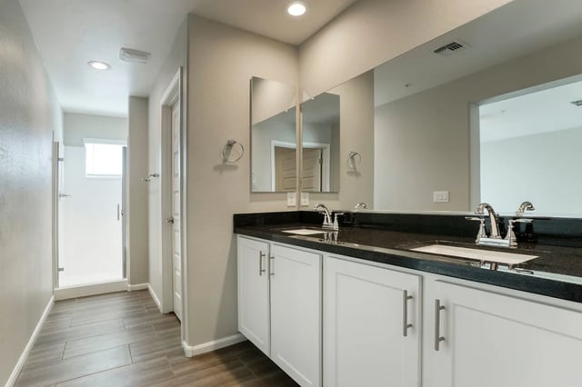 Double vanity with sinks and shower bathroom at BB Living at Val Vista in Gilbert Student Accommodation