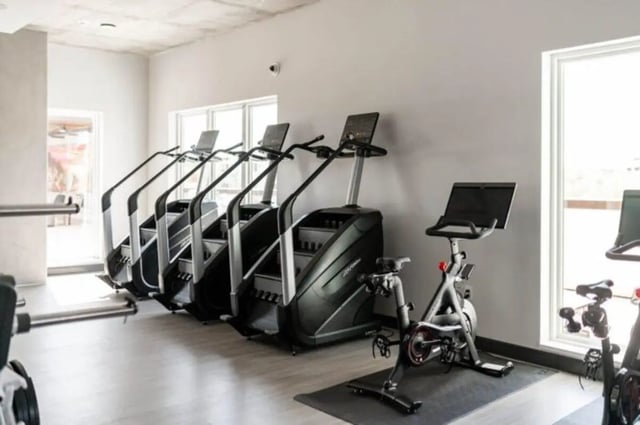 Stepmills and exercise bikes gym area at Ari on Fourth in Tucson Student Accommodation