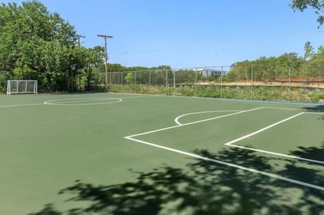 Fenced outdoor court with soccer goal and lines Outdoor court at Villas at Alameda in Fort Worth Student Accommodation