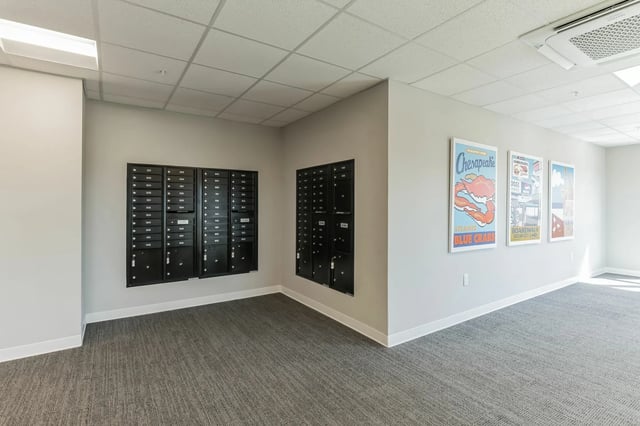 Mailboxes and posters in hallway common area at The Ross Salisbury in Salisbury Student Accommodation