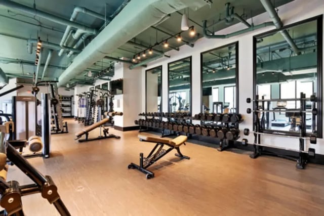 Weight racks machines benches mirrors fitness area at Steelhaven Birmingham in Birmingham Student Accommodation
