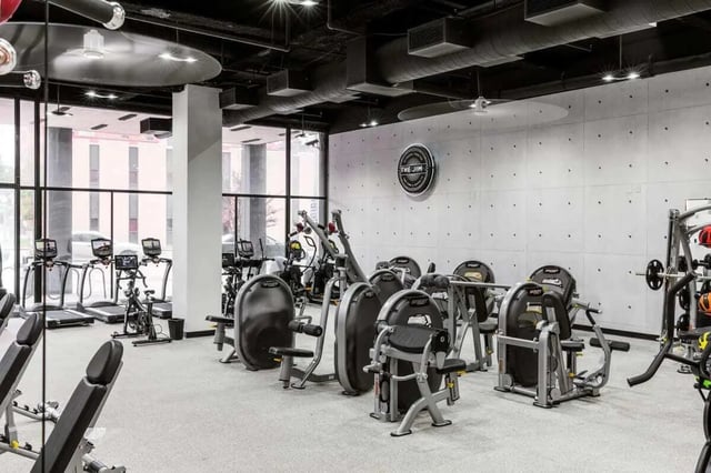 Treadmills weight machines and exercise bikes gym at 20 Hawley Street in Binghamton Student Accommodation