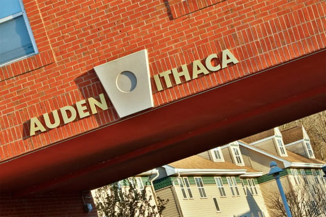 Auden Ithaca building sign exterior at Auden Ithaca in Ithaca Student Accommodation
