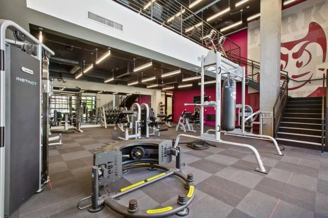 Gym equipment with weights and punching bag Gym at Nine 20 Tempe in Tempe Student Accommodation