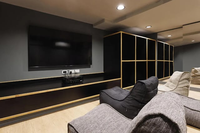 Large TV beanbags storage shelves living room at Kincardine Court in Manchester Student Accommodation