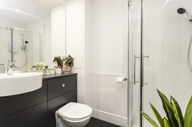 Sink toilet plants shower enclosure bathroom at Tramworks in Glasgow Student Accommodation
